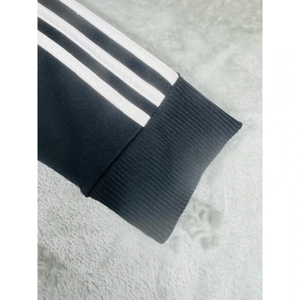Adidas Track Jacket Womens Medium Black Full Zip 3-Stripe Athletic‎ Bomber Style